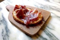 Iberico ham on toast that comes with the foie gras