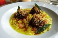  Rose veal orzo Milanese aged Pecorino and crispy sage at The Purefoy Arms