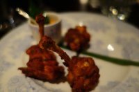South Indian fried chicken wings. tomato chutney