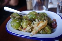 Fried sprouts, Old Ford and bacon