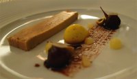Terrine of goose liver, red port, pears and almond cake