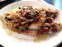 Slip soles with jamon, capers and endive
