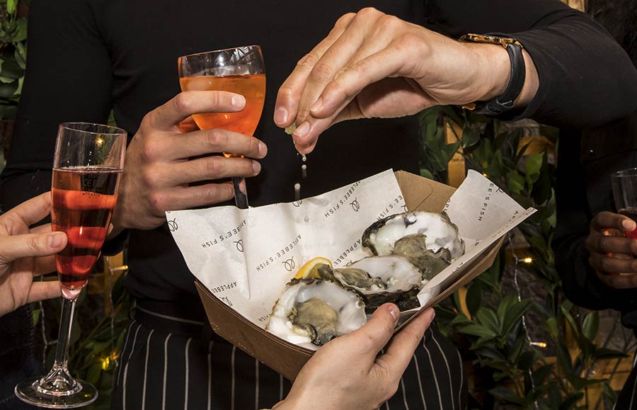 Applebees Fish pop up on the South Bank for Champagne, oysters, fish and chips