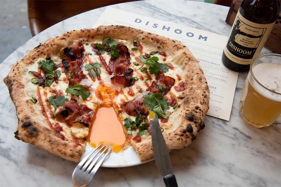 Dishoom and pizza pilgrims bacon naan pizza