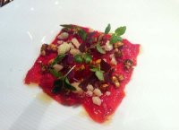 Vegetable carpaccio with D.O Idiazabal cheese shavings and vegetable splinters