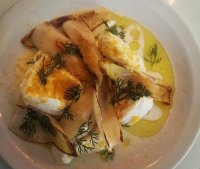 Mozzarella, bottarga and chicory at Mayfields