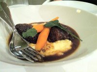 Chinese braised beef cheeks, wet polenta, liquorice carrots