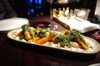 Chargrilled carrots, burnt aubergine, miso, walnut pesto 