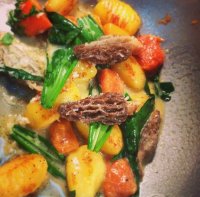 Gnocchi with morels, wild garlic and speck at Cafe Murano