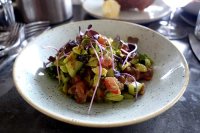 Spiced tuna tartare with avocado and pickled cucumber