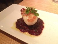 Seared diver-caught scallops with beetroot