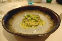 Spring Onion Ravioli (Broad Bean, Lime, Moroccan Mint)