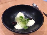 Sheeps milk yoghurt fennel granita and blackberry