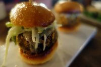 “Morcilla de burgos” sliders with green apple slaw and Isiazabal cheese