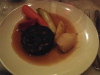 Black pudding, pot au feu vegetables