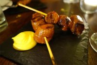 Smoked chorizo skewer