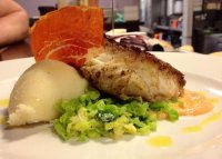 Seared cod, fennel mash, savoy cabbage and rouille at The Ship Wandsworth