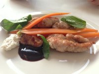 Sweetbread, olive and carrot