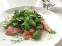 Sea Trout, Yoghurt and broad beans