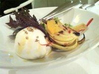 Burrata, grilled fennel, orange, purple shiso