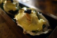 Oyster fritura, sherry, wild spinach, toasted almonds, caviar