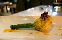 Courgette flower with cod brandada