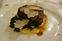 Fillet of Beef with Garlic Spinach, Truffled Polenta
