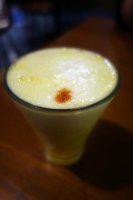 Maracuya - Passion Fruit. Pisco. Lime. Sugar. Egg White. Angostura Bitter.