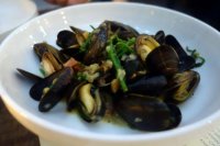 Mussels, cider and guanciale 