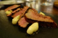 Grilled Iberico presa with whipped jamon butter 