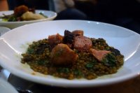 Cotechino, lentils and salsa verde