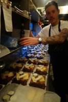 Hand and Flowers Head Chef Aaron Mullis getting the cheese course ready