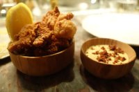 Fried chicken with smoky-bacon ranch dtip