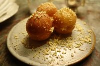 Crab-stuffed donuts with coral stuffing