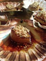 Scallops with peanut and shrimp