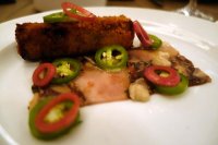 Crispy pig's head, soubise and jalapeno from Gander