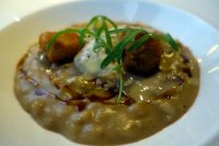 Risotto of cèps, crispy veal sweetbread, and Madeira glaze