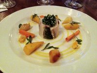 Mackeral fondant with baby vegetables