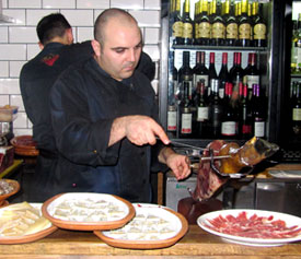 carving ham at bar pepito