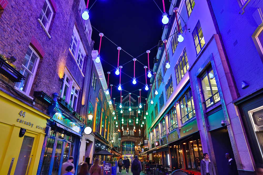 Christmas shopping and eating in Carnaby London