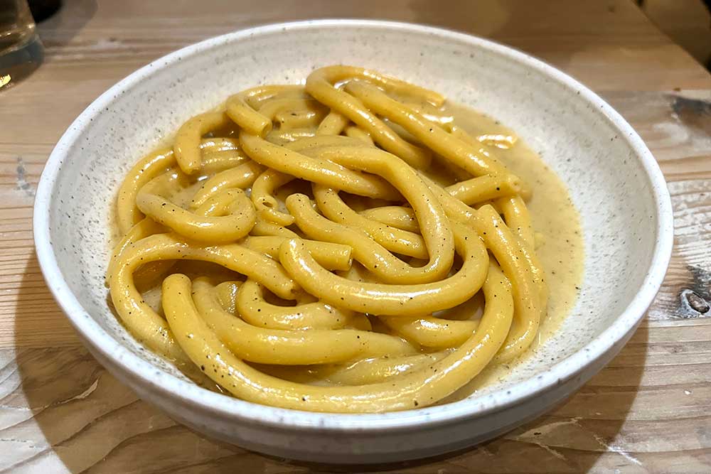 Brown butter cacio e pepe ziti at Noci