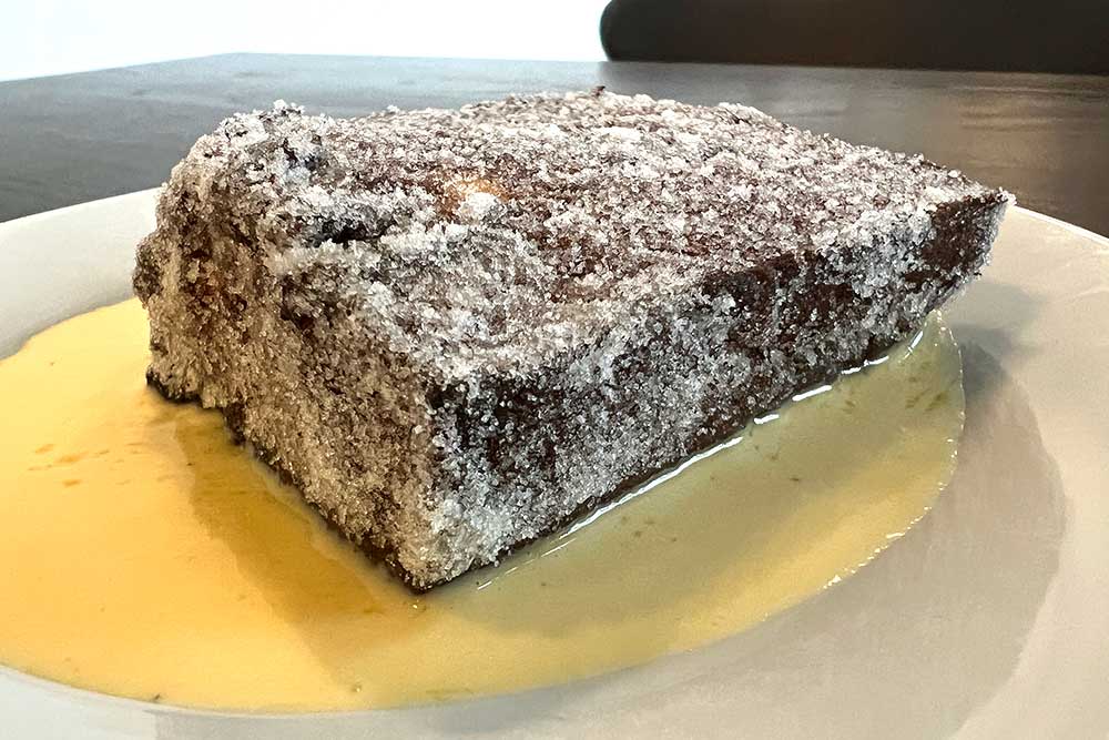 Deep-fried bread and butter pudding at Cafe Cecilia