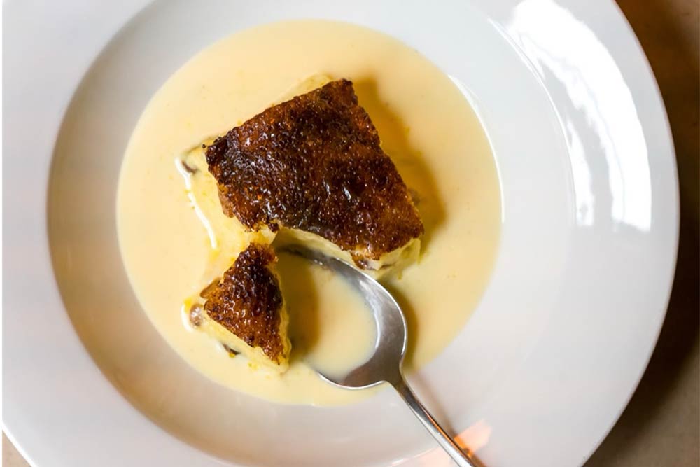 bread and butter pudding at the dev