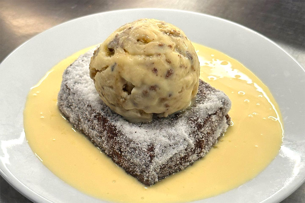 Bread and butter pudding at cafe Cecilia 