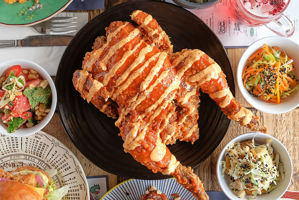 Whole fried chicken at Chick n Sours