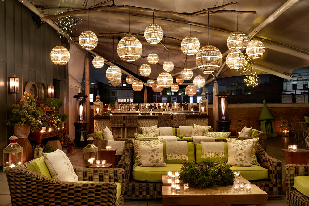 London's best winter terraces - Ham Yard's Winter Gin Garden