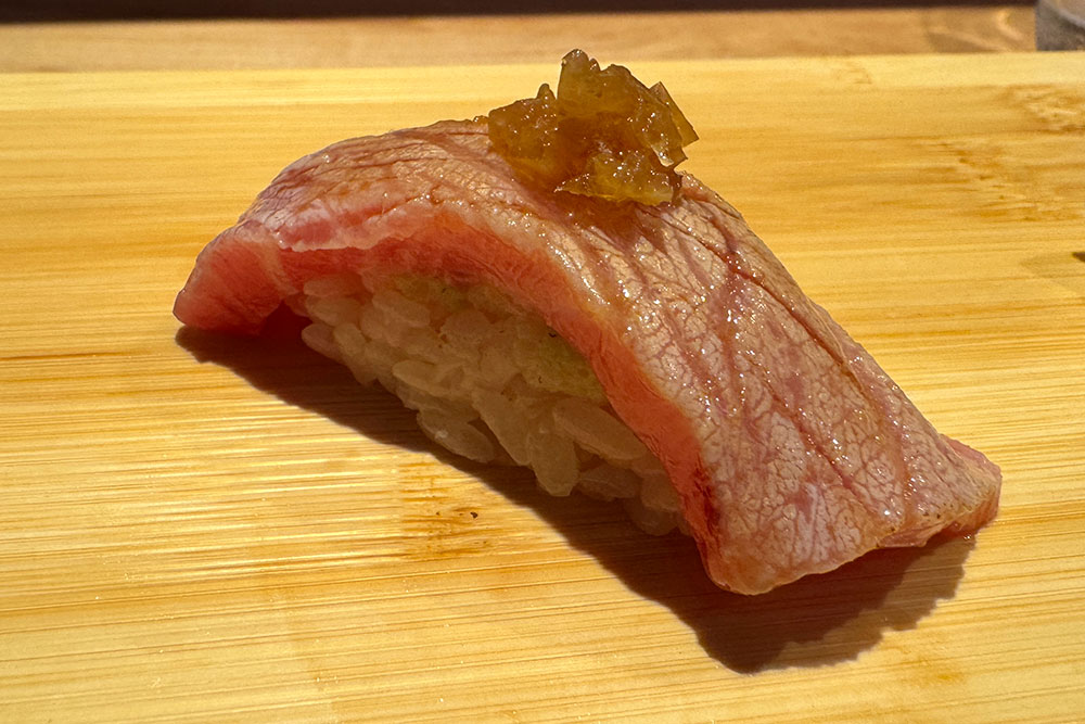 Sushi Kyu (Soho) - Lightly seared otoro with soft fried onions