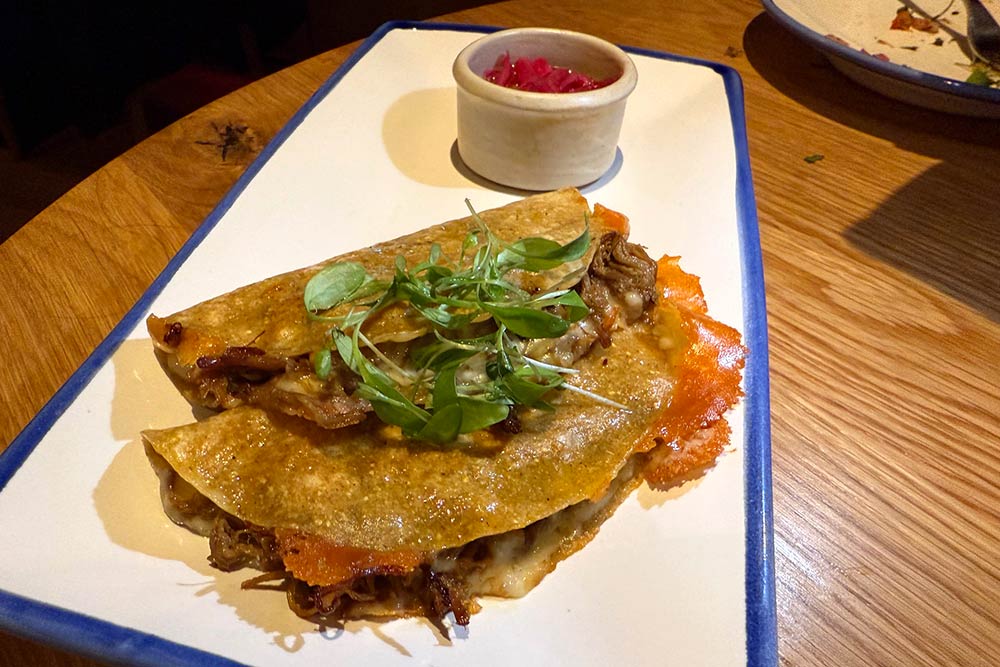 Santo Remedio (Marylebone) - Cornish Venison quesabirria, crispy corn tortilla, melted cheese & shredded venison