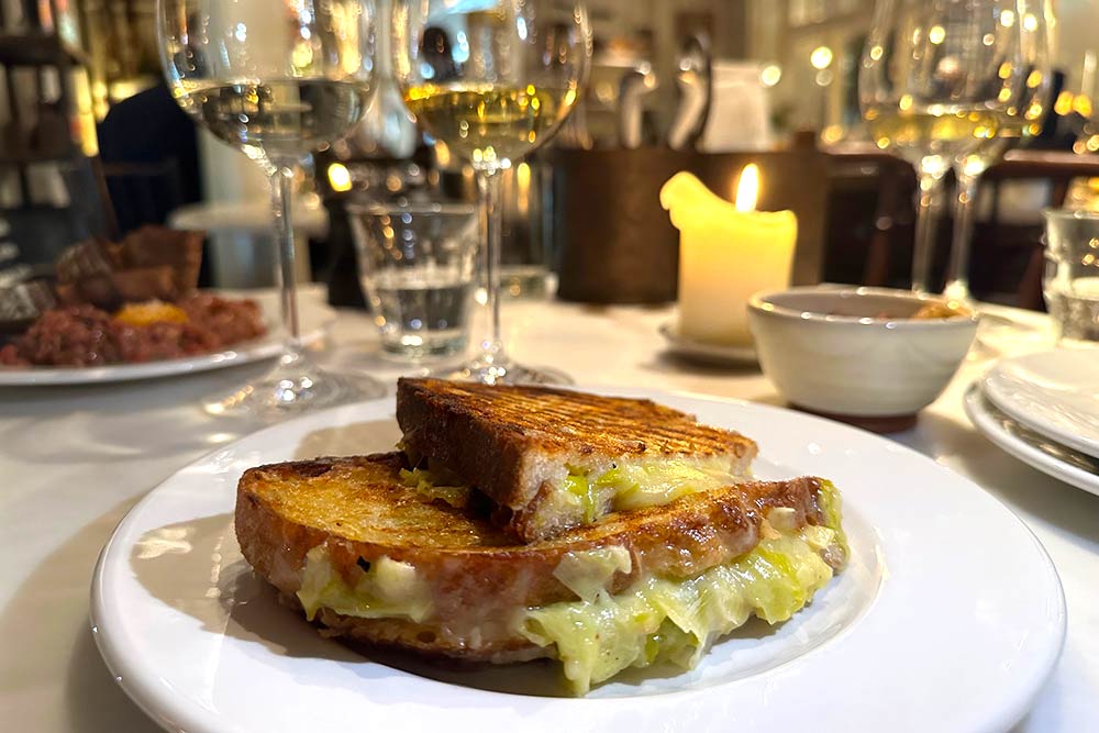 Cheese & leek toastie at Farmshop